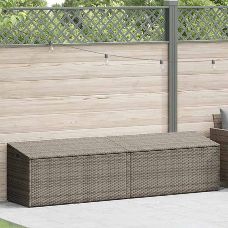 Garden Storage Box Grey 220x50x58 cm Poly Rattan