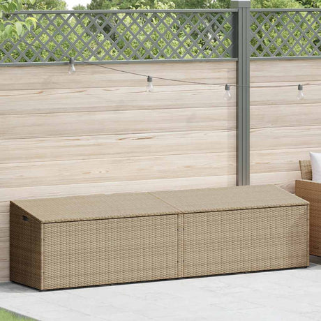 Garden Storage Box Beige 220x50x58 cm Poly Rattan