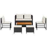 Garden Sofa Set 6 pcs Black, cream Poly Rattan