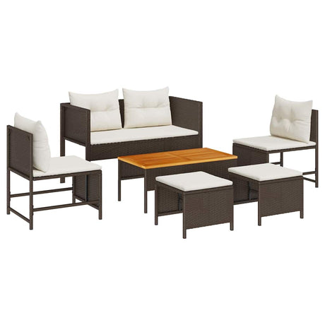 Garden Sofa Set 6 pcs Brown, cream Poly Rattan