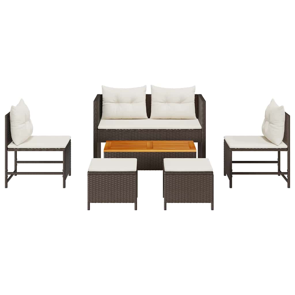 Garden Sofa Set 6 pcs Brown, cream Poly Rattan