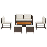 Garden Sofa Set 6 pcs Brown, cream Poly Rattan