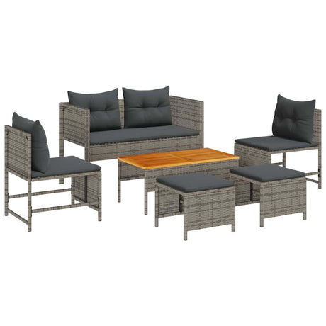 Garden Sofa Set 6 pcs Grey, dark grey Poly Rattan