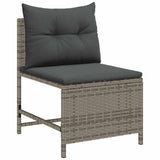 Outdoor Sofa Set Grey and dark grey Rattan, tempered glass Medium
