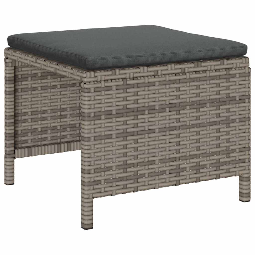Outdoor Sofa Set Grey and dark grey Rattan, tempered glass Medium