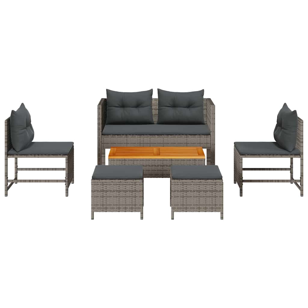 Outdoor Sofa Set Grey and dark grey Rattan, tempered glass Medium