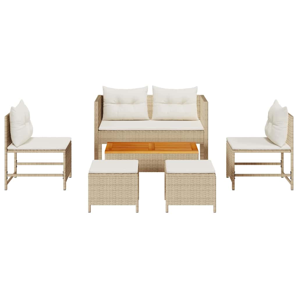 Garden Sofa Set 6 pcs Beige, cream Poly Rattan
