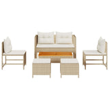 Garden Sofa Set 6 pcs Beige, cream Poly Rattan