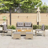 Garden Sofa Set 6 pcs Beige, light grey Poly Rattan