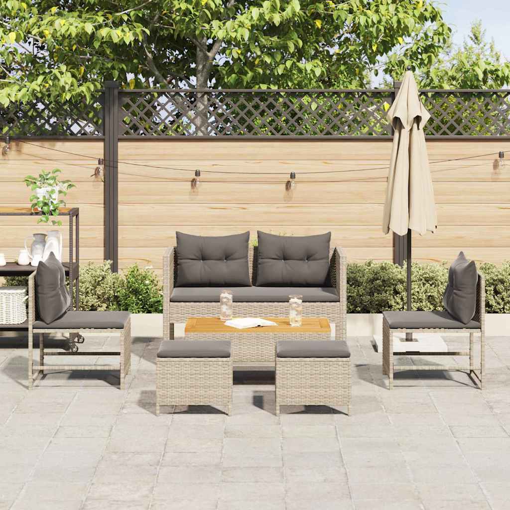 Garden Sofa Set 6 pcs Light grey, dark grey Poly Rattan