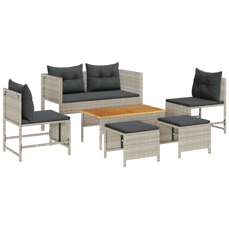 Garden Sofa Set 6 pcs Light grey, dark grey Poly Rattan