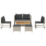 Garden Sofa Set 6 pcs Light grey, dark grey Poly Rattan