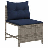 Garden Sofa Set 6 pcs Grey, navy blue Poly Rattan