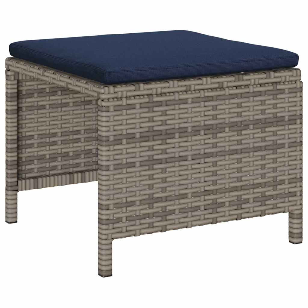 Garden Sofa Set 6 pcs Grey, navy blue Poly Rattan