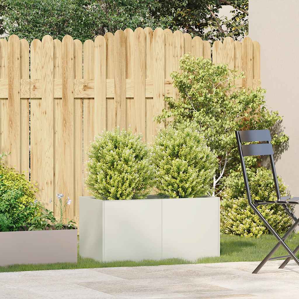 Planter White 80x40x40 cm Cold-rolled Steel