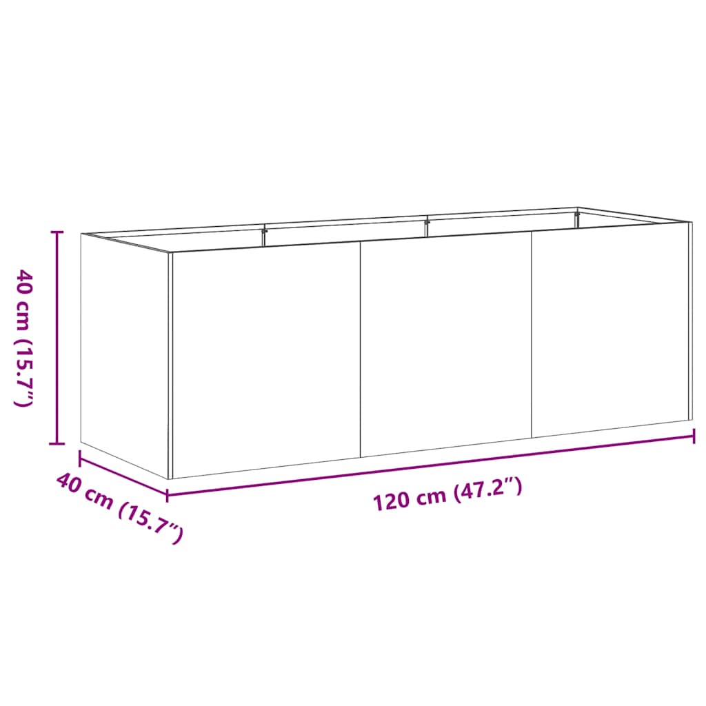 Planter White 120x40x40 cm Cold-rolled Steel