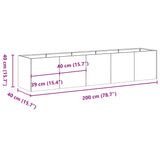Planter White 200x40x40 cm Cold-rolled Steel