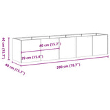 Planter 200x40x40 cm Stainless Steel