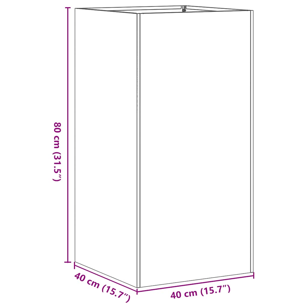 Planter Anthracite 40x40x80 cm Cold-rolled Steel