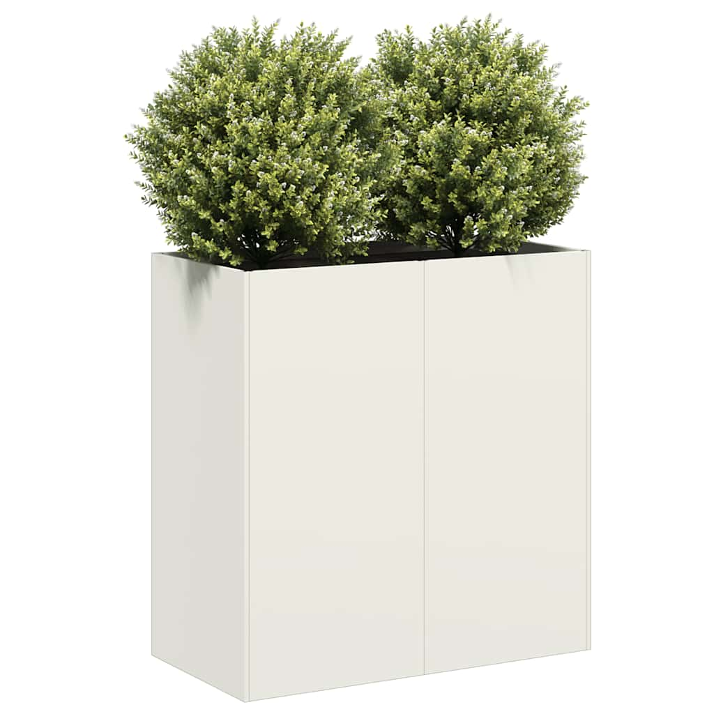 Planter White 80x40x80 cm Cold-rolled Steel