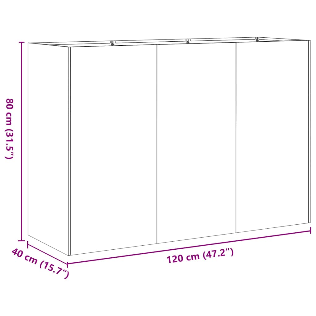 Planter Anthracite 120x40x80 cm Cold-rolled Steel