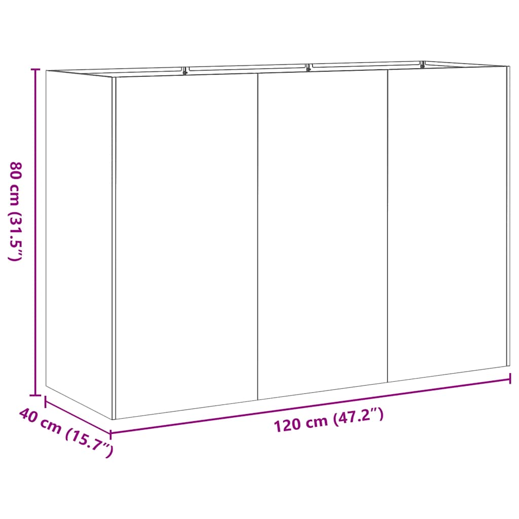 Planter 120x40x80 cm Stainless Steel