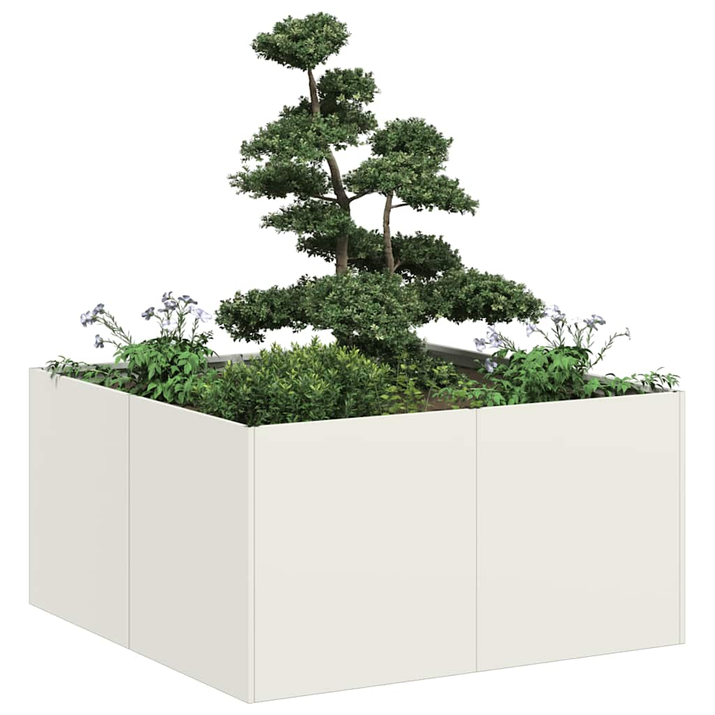 Planter White 80x80x40 cm Cold-rolled Steel