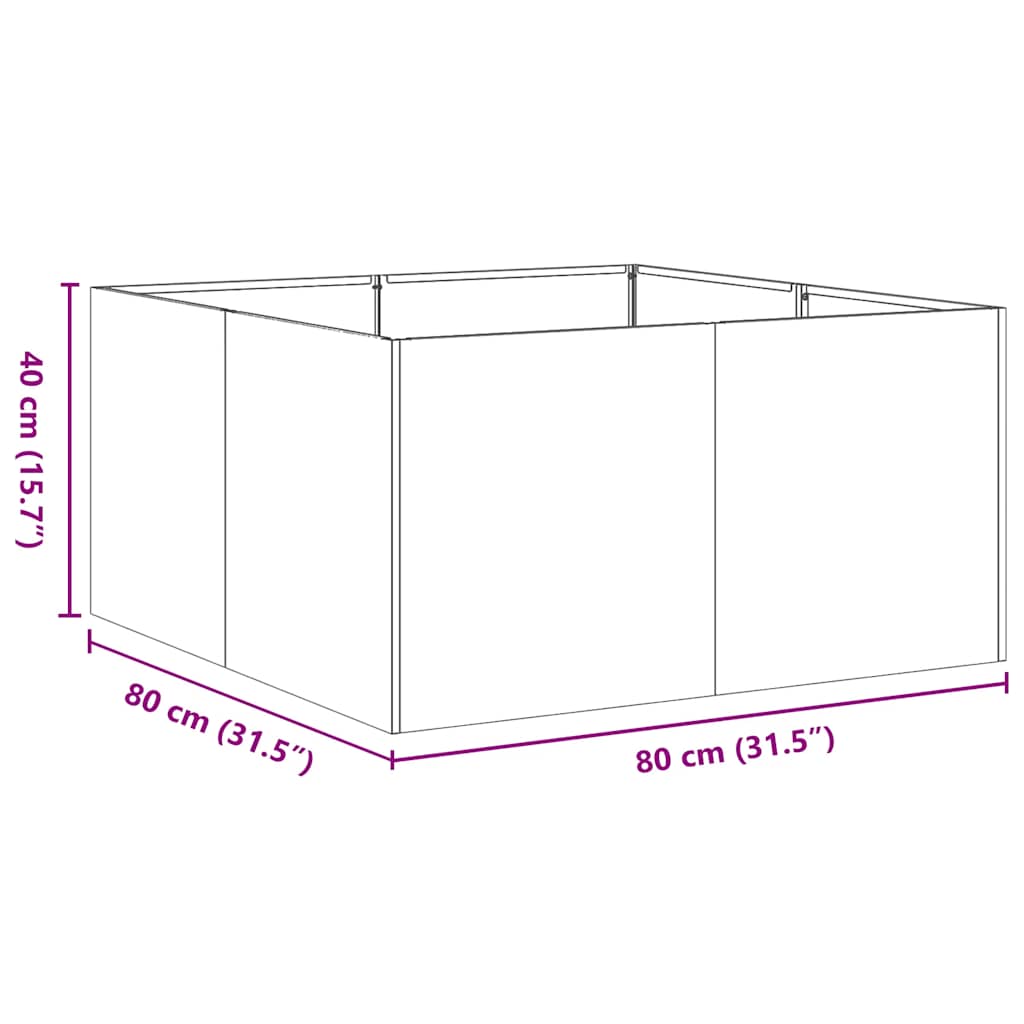 Planter 80x80x40 cm Galvanised Steel