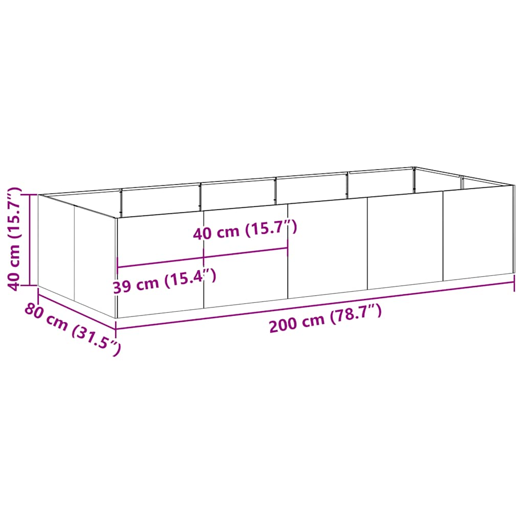 Planter Rusty 200x80x40 cm Weathering Steel