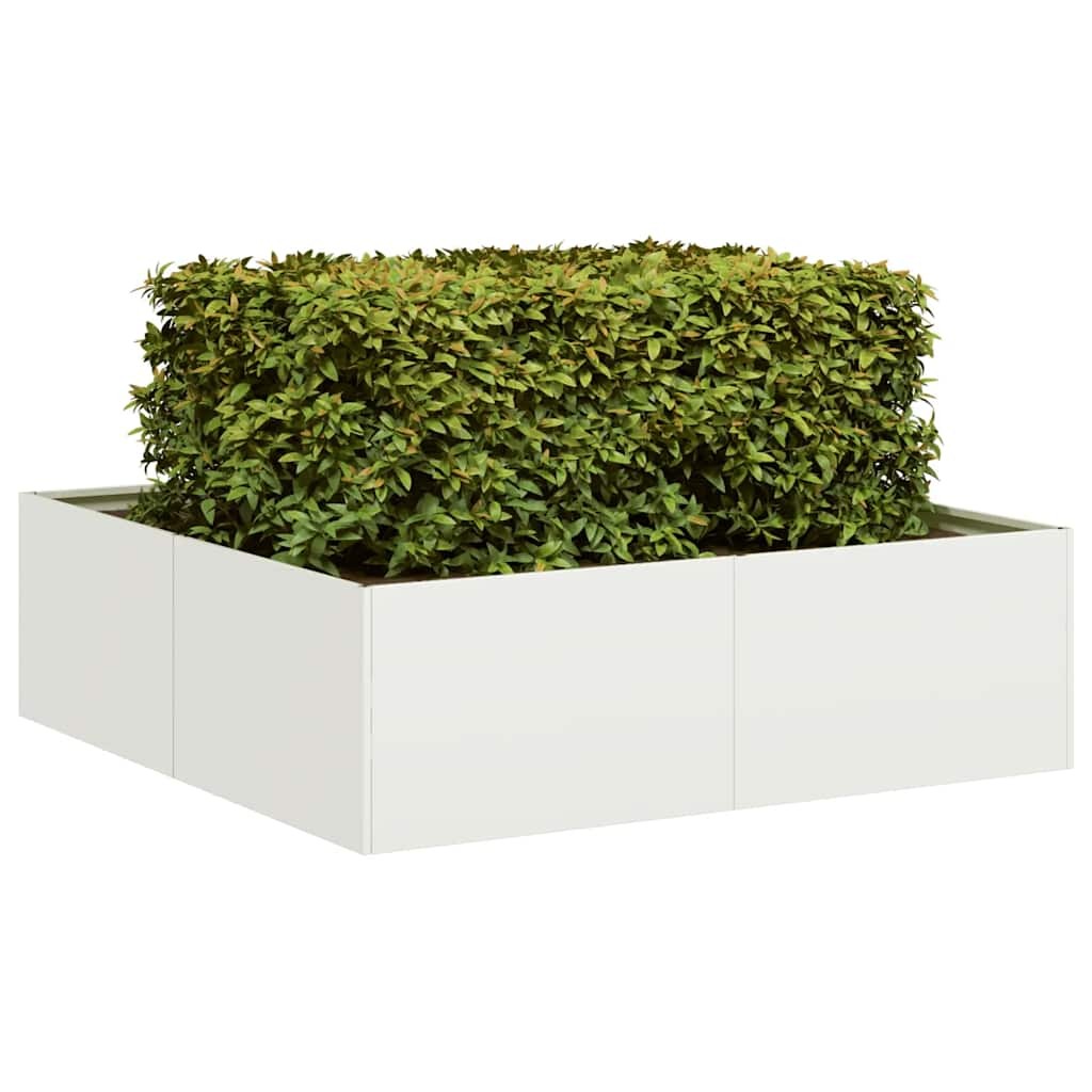 Planter White 100x100x30 cm Steel