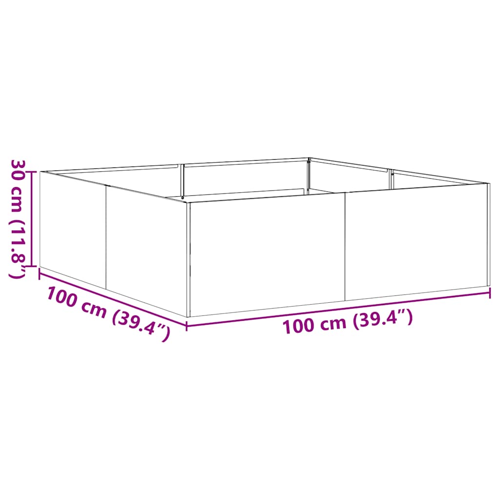 Planter 100x100x30 cm Stainless Steel