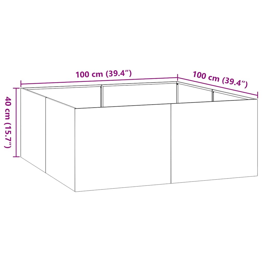 Planter Anthracite 100x100x40 cm Steel