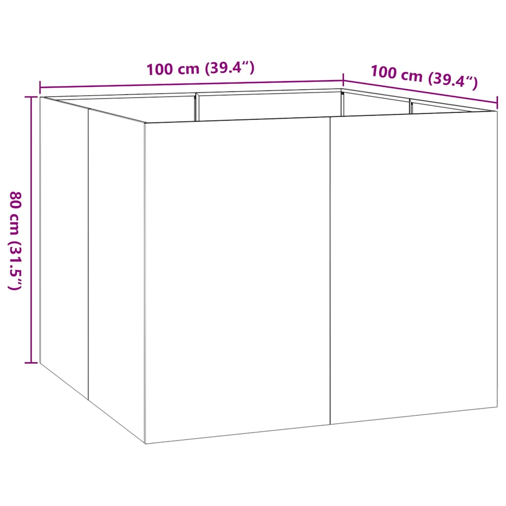 Planter Black 100x100x80 cm Steel