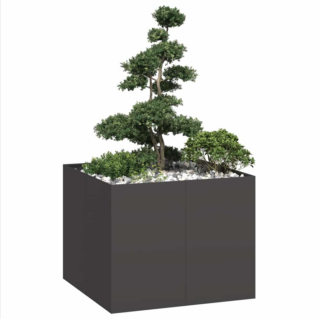 Planter Black 100x100x80 cm Steel