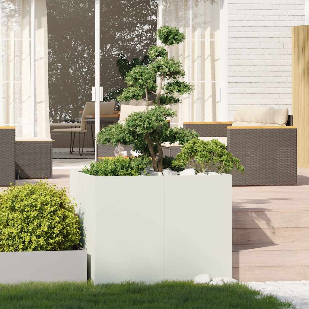 Planter White 100x100x80 cm Steel