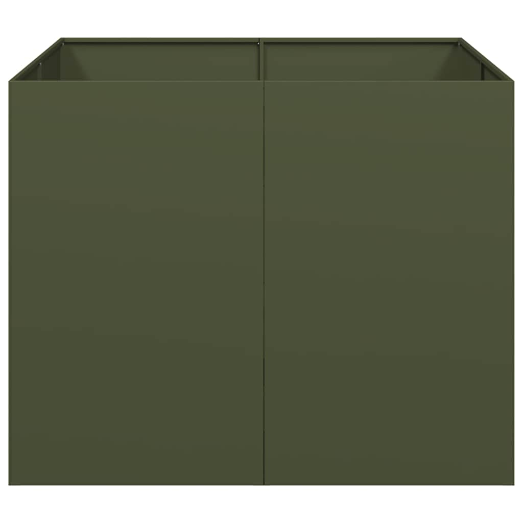 Planter Olive Green 100x100x80 cm Steel