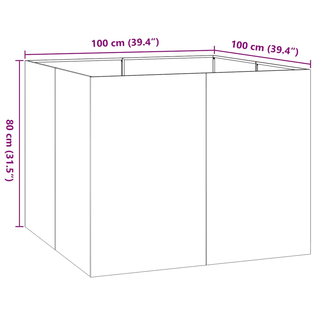 Planter Olive Green 100x100x80 cm Steel