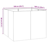 Planter 100x100x80 cm Galvanised Steel