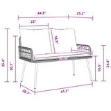 Garden Bench with Cushion Grey 114 x 64 x 78cm Metal