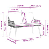 Garden Bench with Cushion Grey 114 x 64 x 78cm Metal