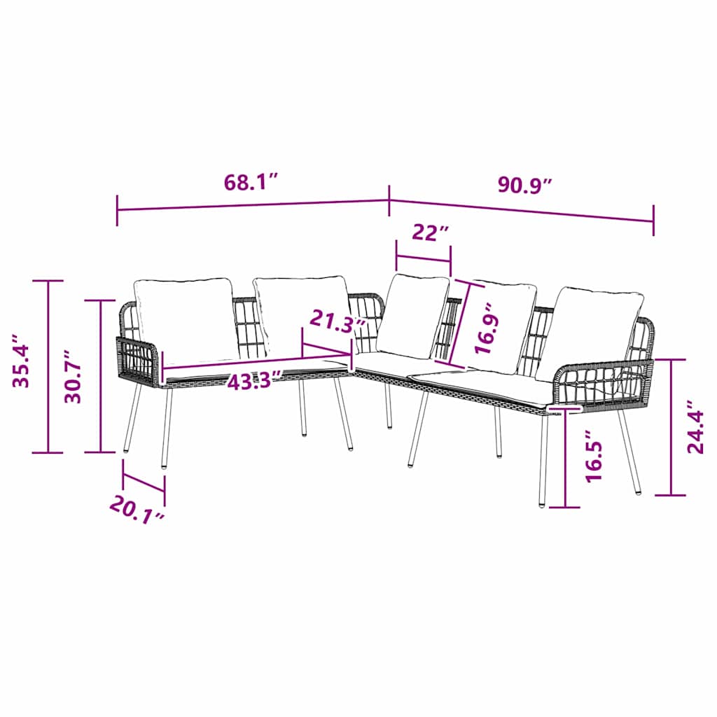 Sofa with Cushion Grey x x Metal