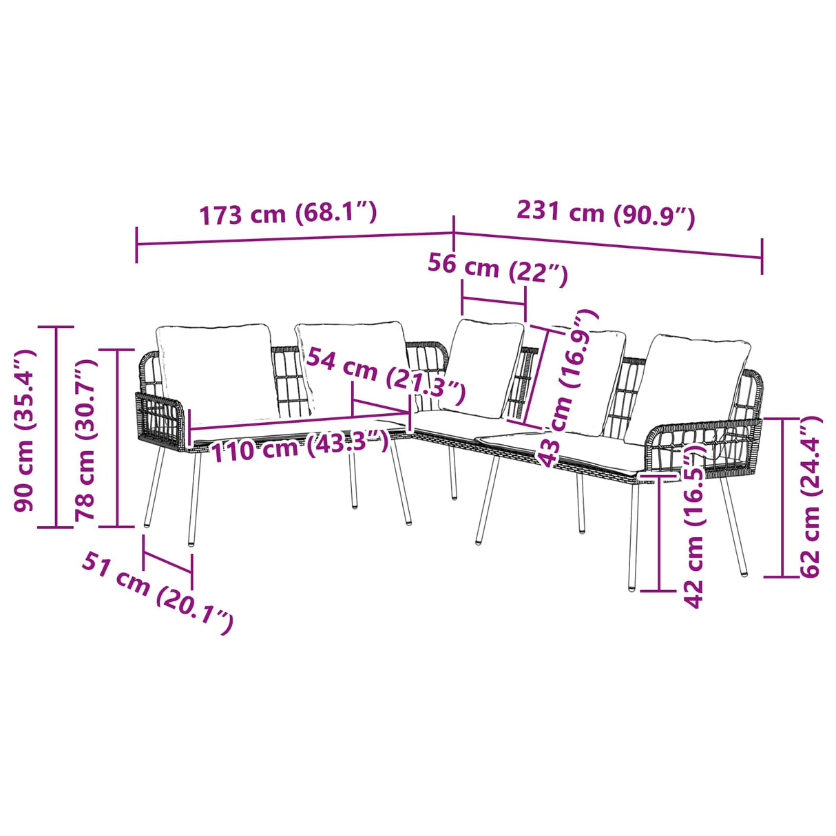 Sofa with Cushion Grey x x Metal