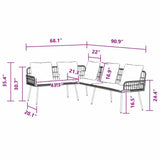 Sofa with Cushion Brown x x Metal