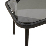 Coffee Table Black 90 x 45 x 43 cm Poly Rattan and glass