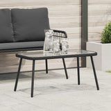 Coffee Table Black 90 x 45 x 43 cm Poly Rattan and glass