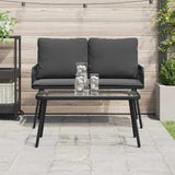Coffee Table Black 90 x 45 x 43 cm Poly Rattan and glass