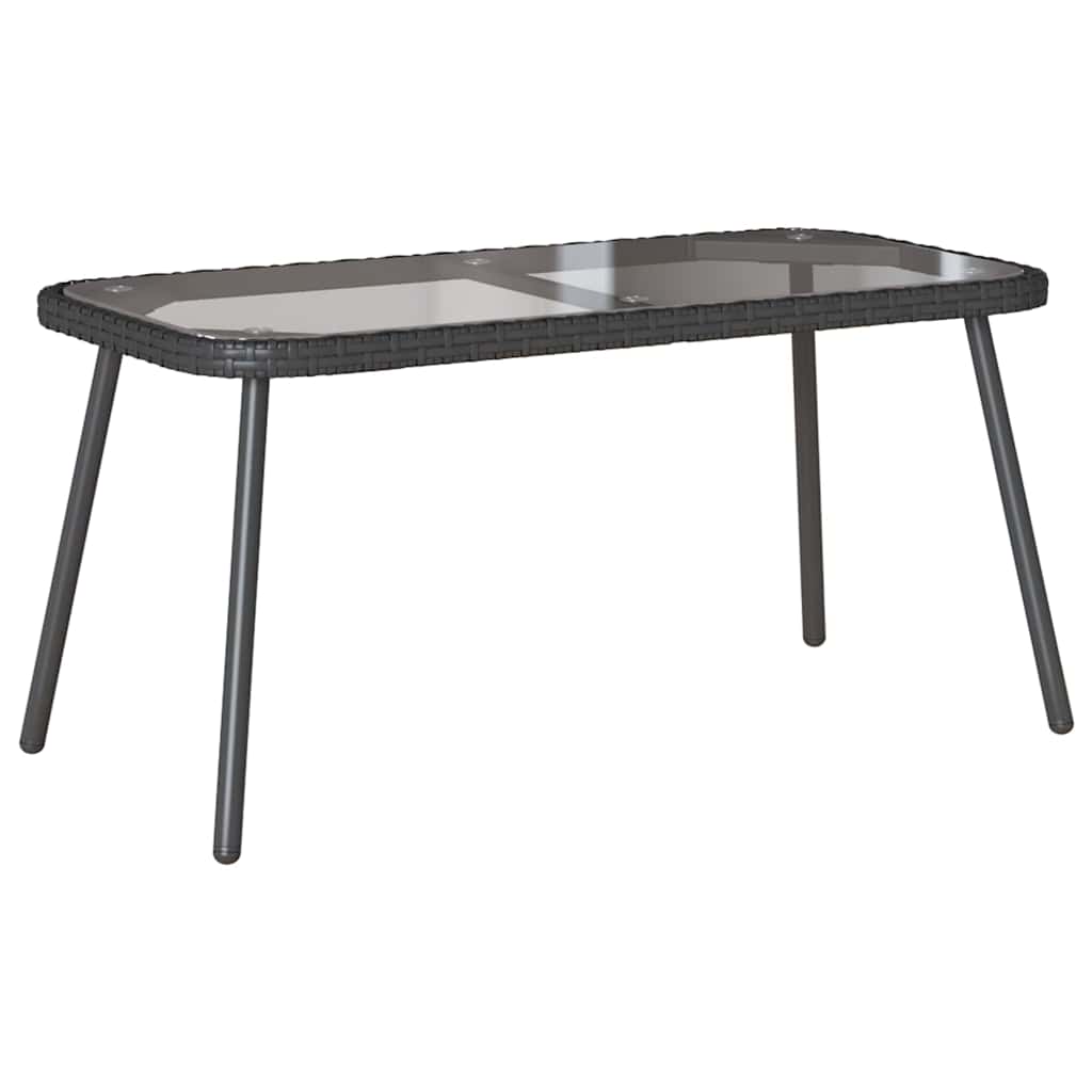 Coffee Table Black 90 x 45 x 43 cm Poly Rattan and glass