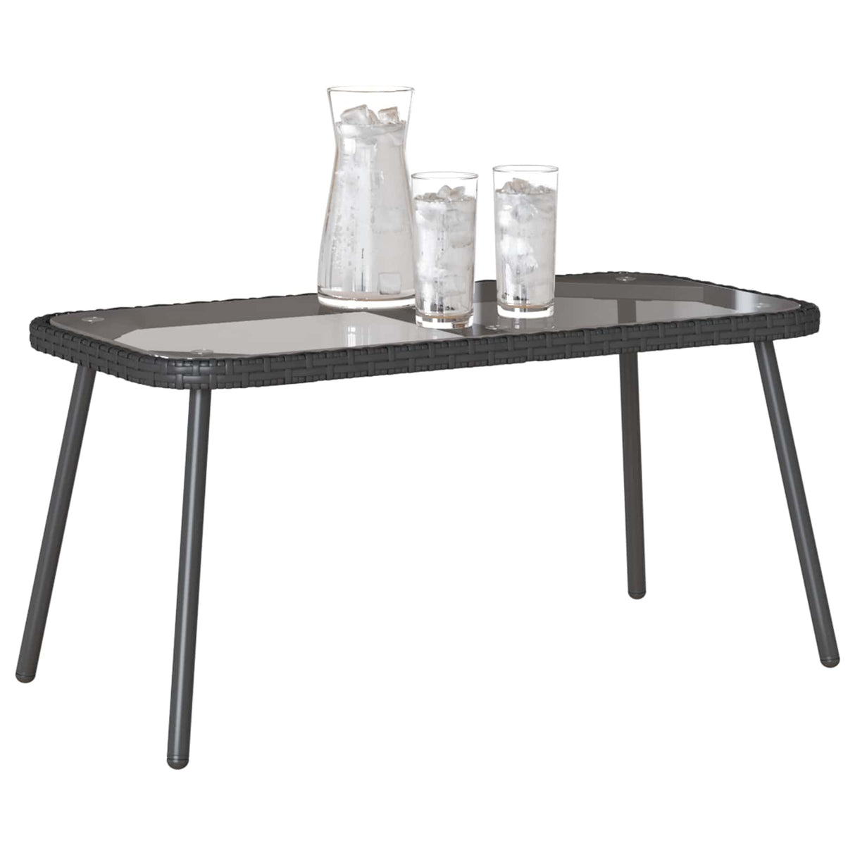 Coffee Table Black 90 x 45 x 43 cm Poly Rattan and glass