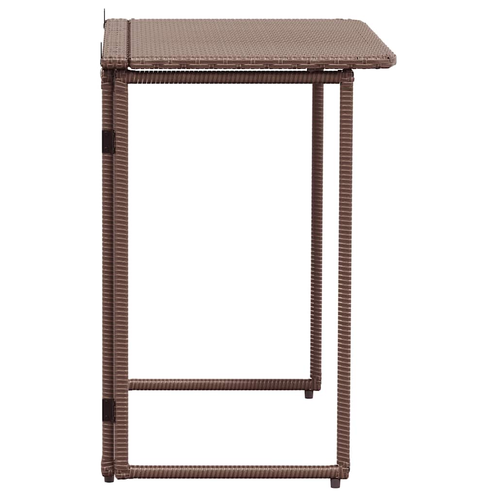Folding Garden Table Brown 90x51x75 cm Poly Rattan