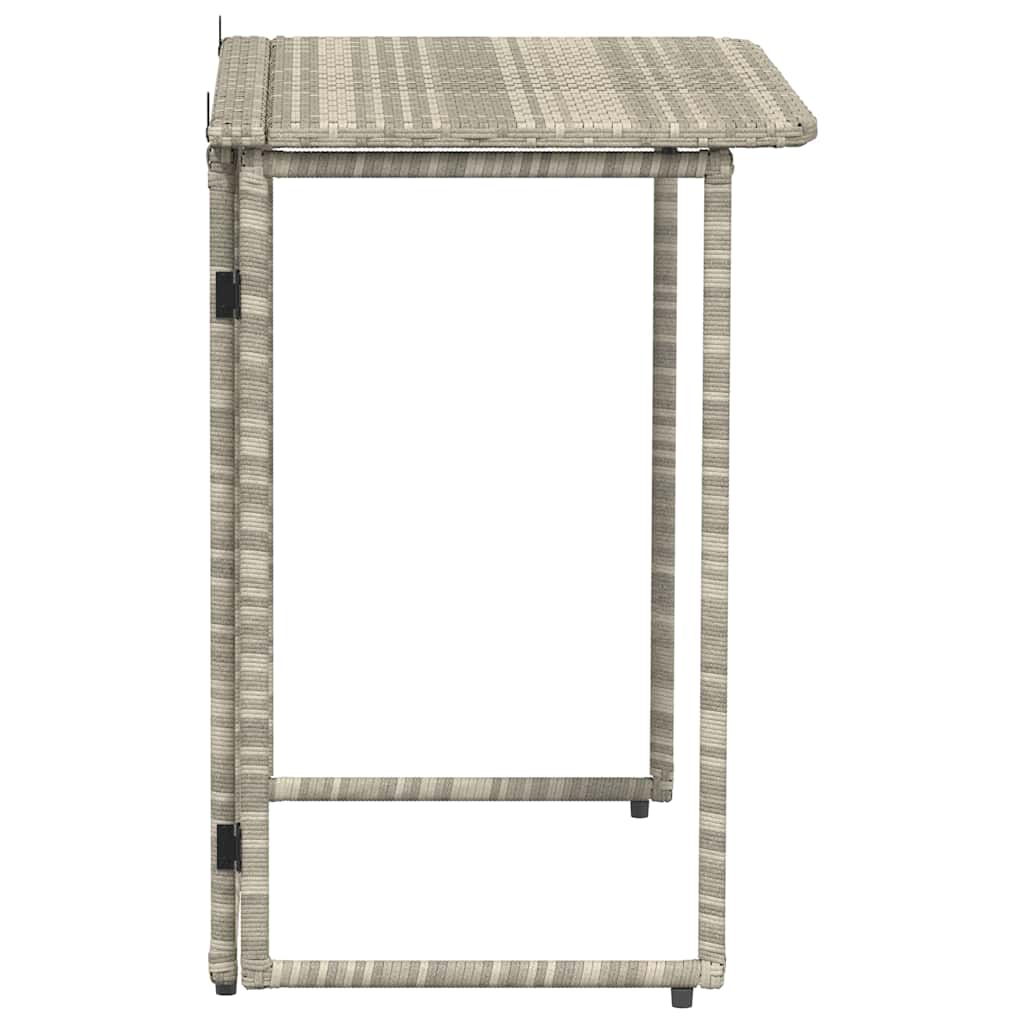 Folding Garden Table Light Grey 90x51x75 cm Poly Rattan